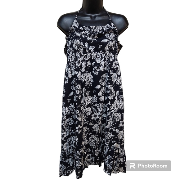 Old Navy Halter Midi Flora Dress With Pockets- Size Large - Picture 1 of 6